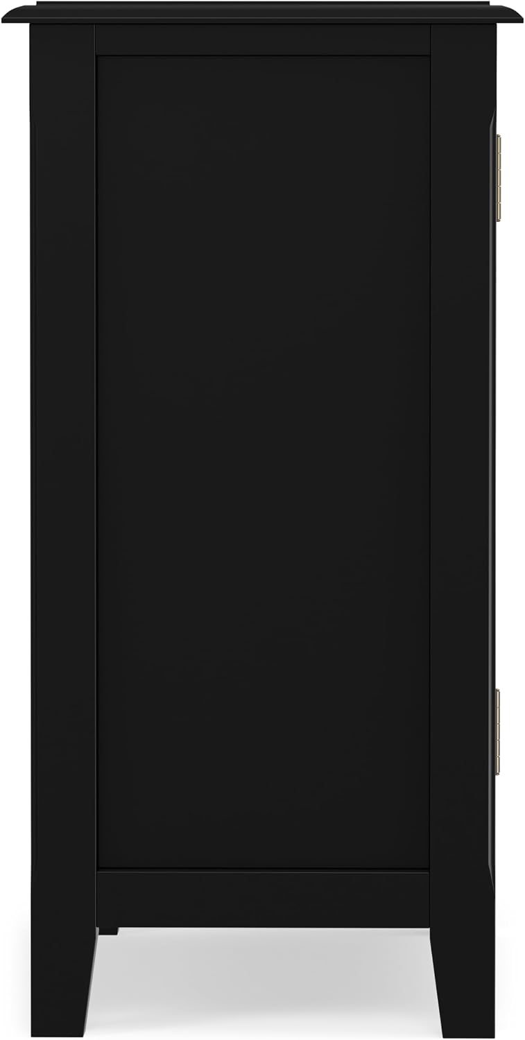 SIMPLIHOME Burlington 30" Wide Solid Wood Cabinet in Black