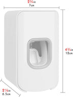 2 Slot Toothbrush Holder and Toothpaste Dispenser Wall Mounted, Automatic Toothpaste Squeezer, 2 in 1 Tooth Brush Toothpaste Organizer for Shower (White)