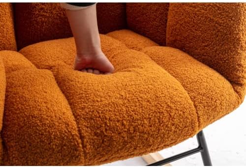 Rocking Chair, Upholstered Teddy Fabric Glider Chair, Lounge Accent Armchair ...