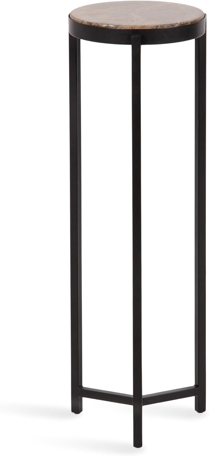 Kate and Laurel Aguilar Modern Round Drink Table, 9 x 9 x 23, Emperador Brown...