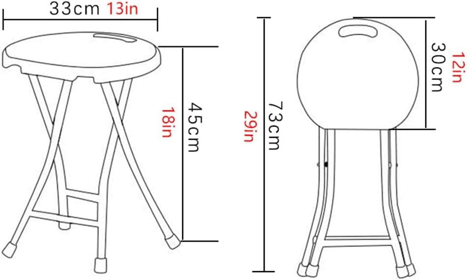 18 Inch Portable Folding Stool with Handle，Round Plastic Fold Stool Chair wit...