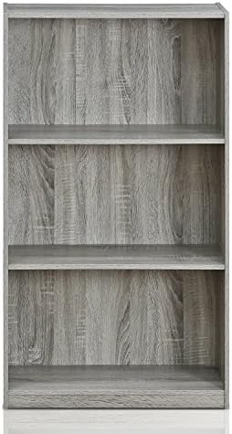 Furinno Basic 3-Tier Book Shelf with Open Shelves, French Oak