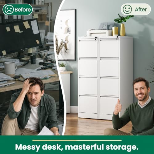 4 Drawer File Cabinet with Lock, Metal Vertical Filing Cabinet, Filing Cabine...