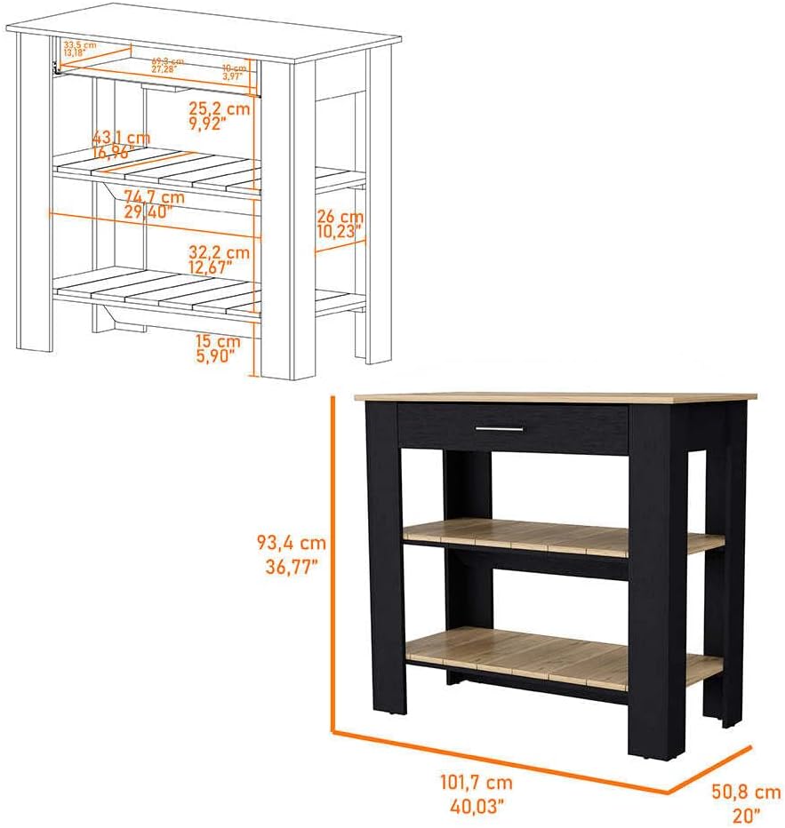 40 Inch Kitchen Island with Two Shelves and One Drawer | Includes two open sh...