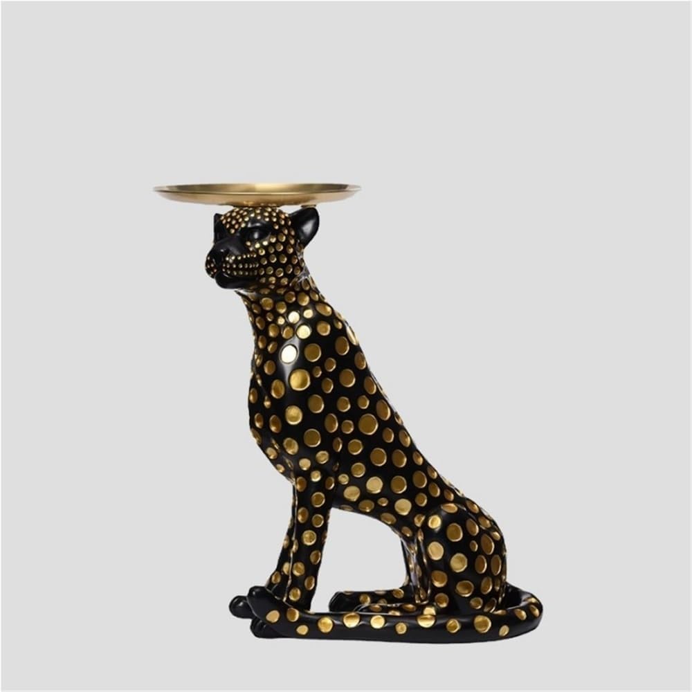 Leopard Statue Accent Table, Animal Side Table for Home, Cheetah Statue with ...