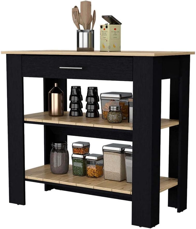 40 Inch Kitchen Island with Two Shelves and One Drawer | Includes two open sh...