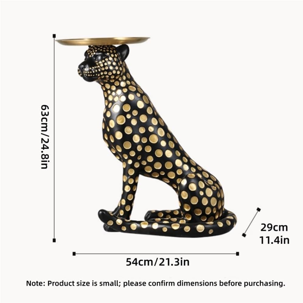 Leopard Statue Accent Table, Animal Side Table for Home, Cheetah Statue with ...