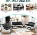 Leather Sectional Sofa Couches, Living Room Furniture Sets, 3 Pieces Modern Sofa Couch Set for Living Room/Apartment/Office/Bedroom, Black & White