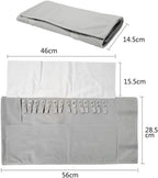 Premium Jewelry Roll Organizer for 16 Necklaces 55cm x 29cm Metal Snap & Velcro Closure - Ideal for Travel and Storage (Grey)