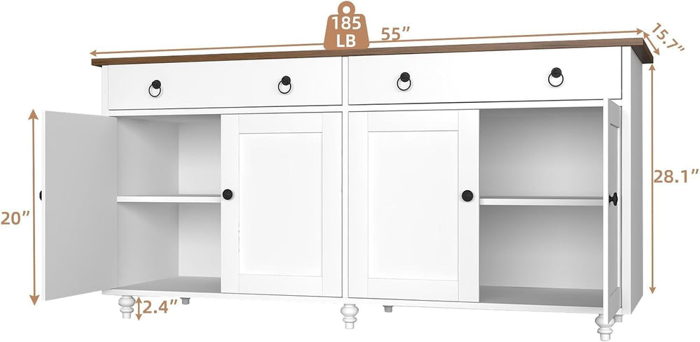 4 EVER WINNER Buffet Cabinet with Storage, 55'' Sideboard Buffet Cabi...