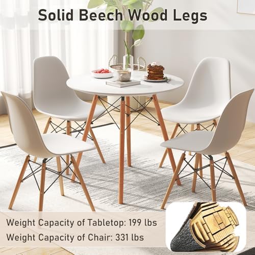 Tangkula Round Dining Table Set for 4, Modern Circle Kitchen Table & 4 Ch...