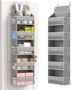 LAMU 5 Tier Over The Door Organizer Hanging, Swing - Proof Closet Behind Door Storage with 5 Large Pocket and 10 Side Pockets, Back of Door Organizers for Bedroom, Nursery and Bathroom (1 Pack, Grey)
