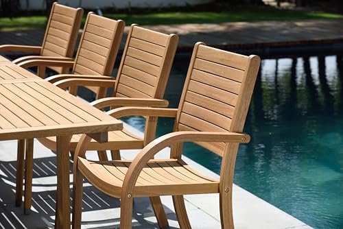 Amazonia Berlin 11-Piece Teak Finish Rectangular Extendable Patio Dining Set ...
