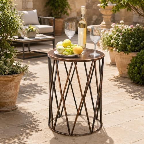 Y&M Outdoor Side Tables Set of 3, Round Heavy Duty Metal Nesting End Tabl...
