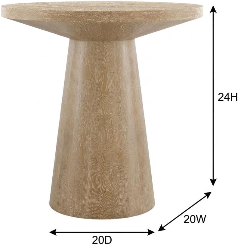 Starlight Canyon Home White Modern Round Solid Wood Pedestal End Table with E...