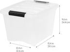 IRIS USA 19 Qt Stackable Plastic Storage Bins with Lids, 6 Pack - BPA-Free, Made in USA - Discreet Organizing Solution, Latches, Durable Nestable Containers, Secure Pull Handle - Pearl