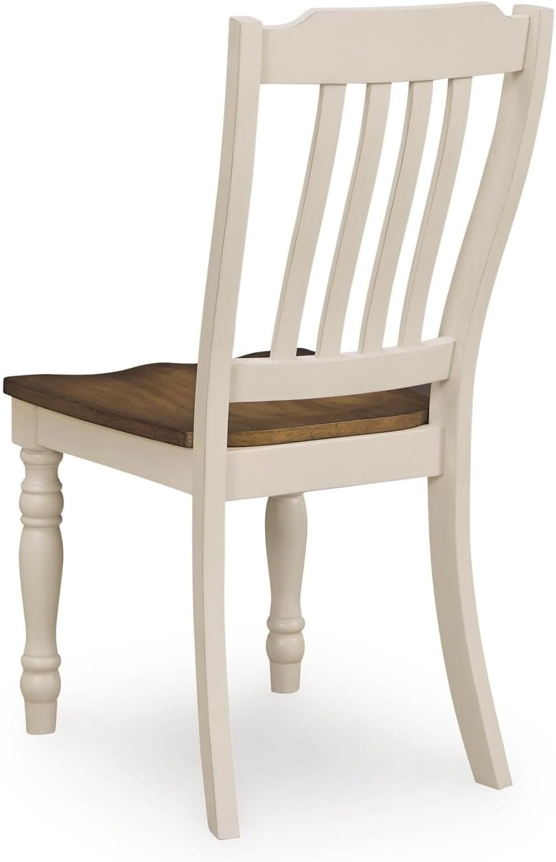 Signature Design by Ashley Waverun Dining Chair, Set of 2, White & Brown ...