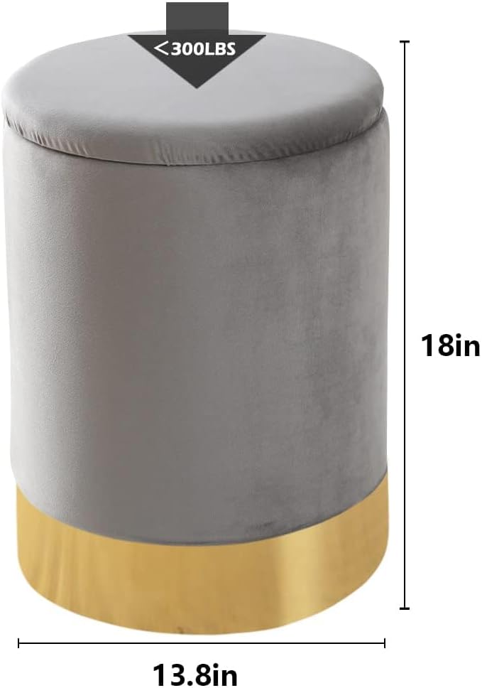 Round Ottoman Set of 2,Upholstered Footrest Stool Support 300lbs,Modern Padde...