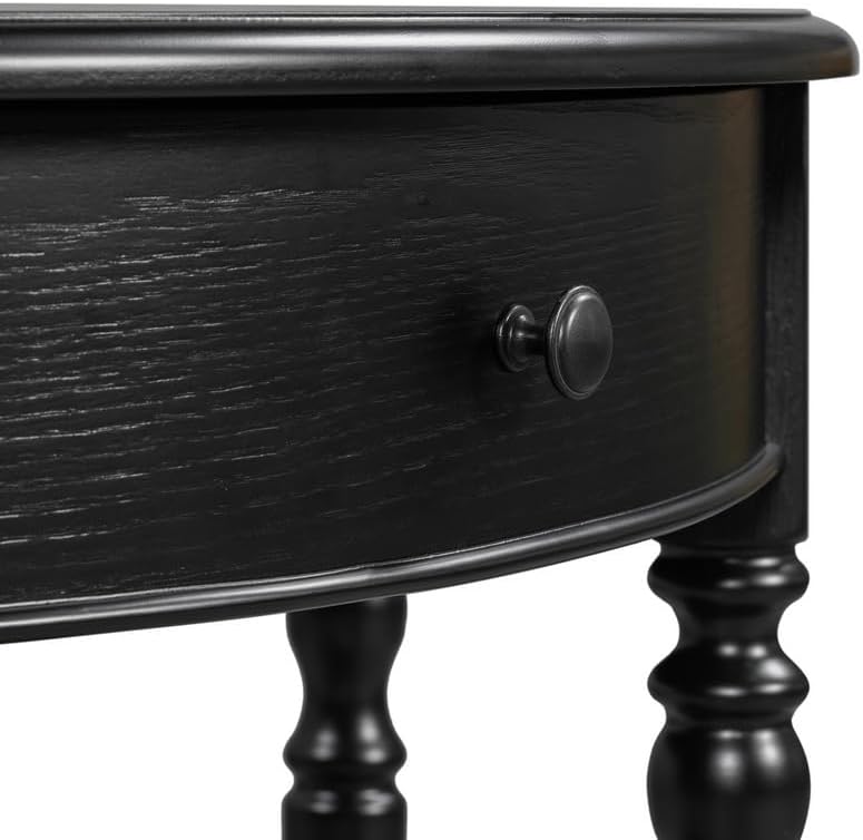 Polibi Half Moon Console Table, Entryway Table with Drawer & Shelf, Adjustable Feet, Rustic Vintage Design, Sofa Table for Entryway, Living Room, Hallway and Foyer, Black