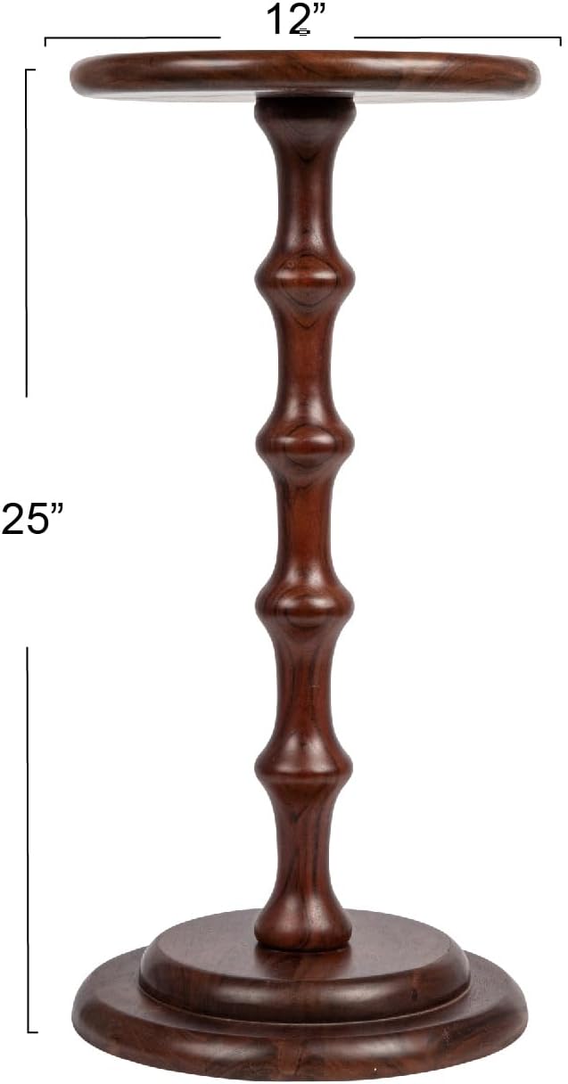 Creative Co-Op Ergo Pedestal Cocktail Side Table, Dark Chestnut