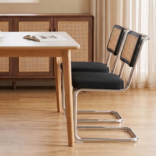 Rattan Dining Chairs, Velvet Fabric Dining Chairs Set of 4