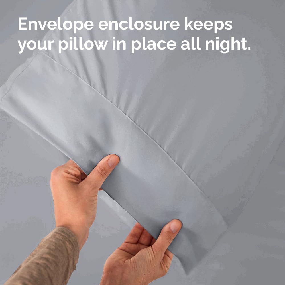 Standard Pillow Cases - 4 Pack - Super Soft Pillowcase Covers - Envelope Enclosure - Hotel Quality Pillow Protectors - Wrinkle Free, Fade & Stain Resistant - Machine Washable - 20" x 26" (Steel Blue)