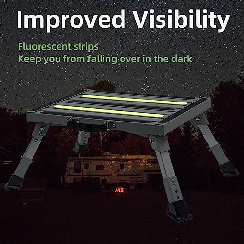 Iron RV Step Stool, 4-Level Adjustable Folding Platform, Gray