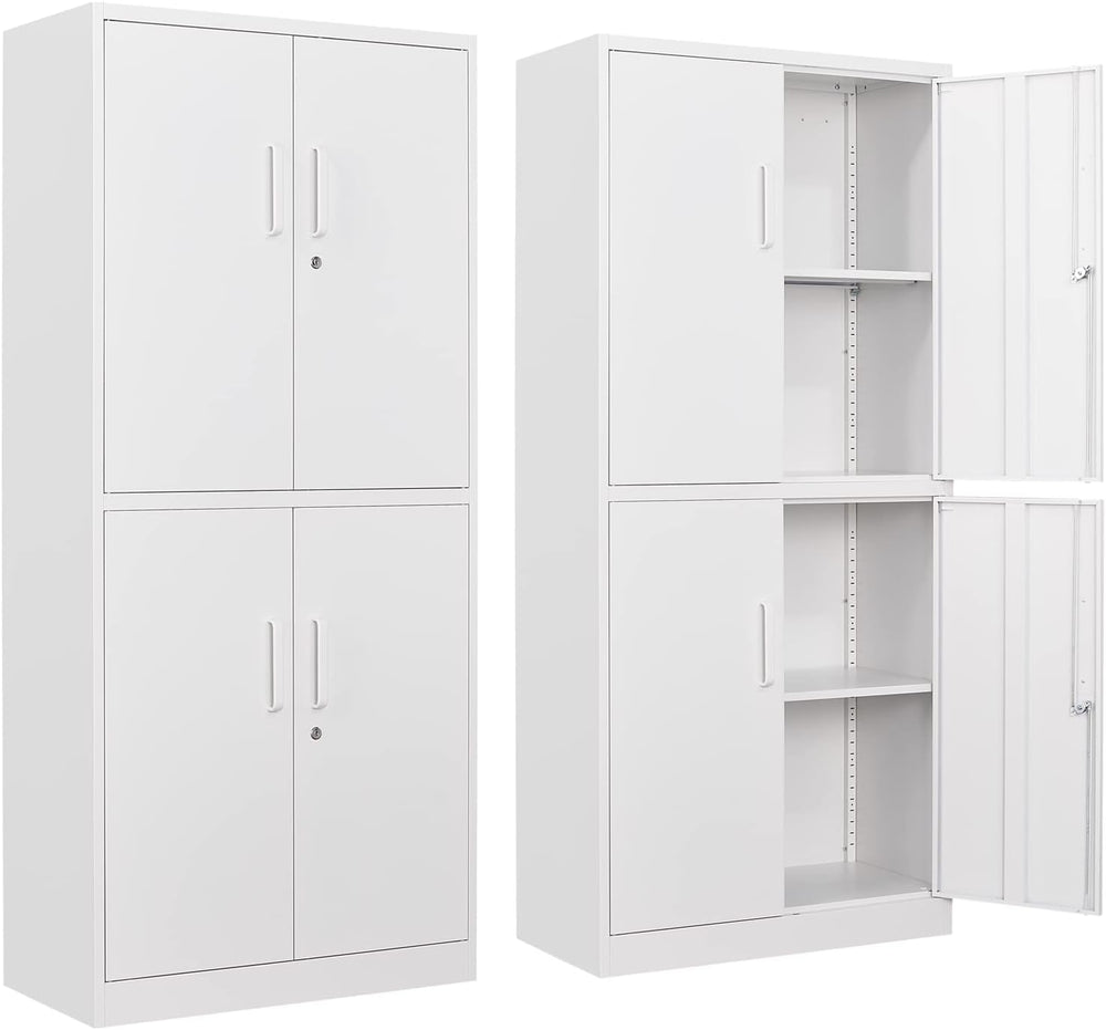STANI Metal Storage Cabinet, Locking Steel Cabinet With 4 Doors and 2 Adjusta...