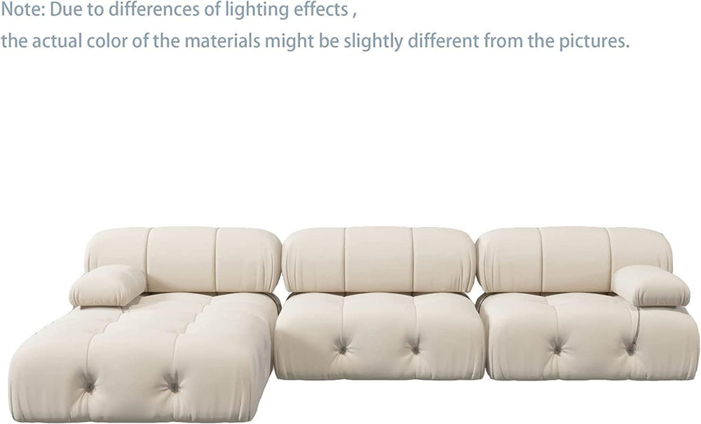 JACH L-Shaped Sectional Couch, 104'' Minimalist Velvet Floor Sofas Co...