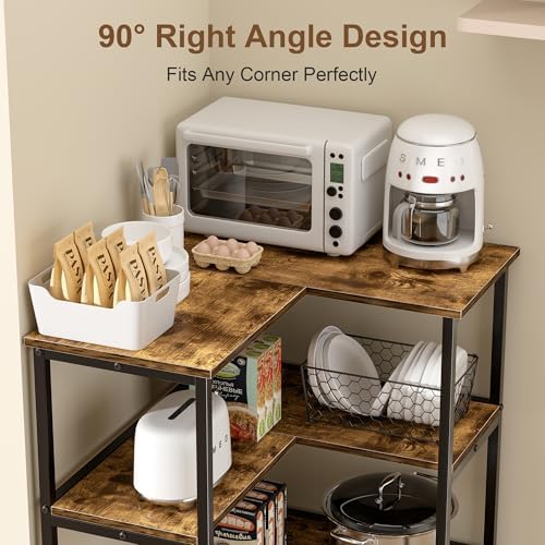 VECELO Corner Cabinet Table with 3 Tier Open Shelf, Multipurpose Display Orga...