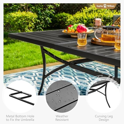 Sophia & William Patio Dining Set for 8, Square Table & Aluminum Chairs