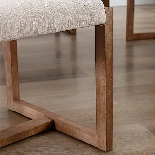DUOMAY Mid-Century Linen Dining Chairs Set of 6, Beige