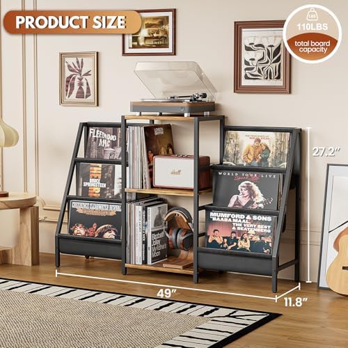 Record Player Stand with Vinyl Storage, Record Player Table with Vinyl Record...