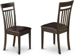 East West Furniture HLCA3-CAP-LC 3 Piece Modern Dining Table Set Contains a Round Wooden Table with Pedestal and 2 Faux Leather Dining Room Chairs, 42x42 Inch, Cappuccino