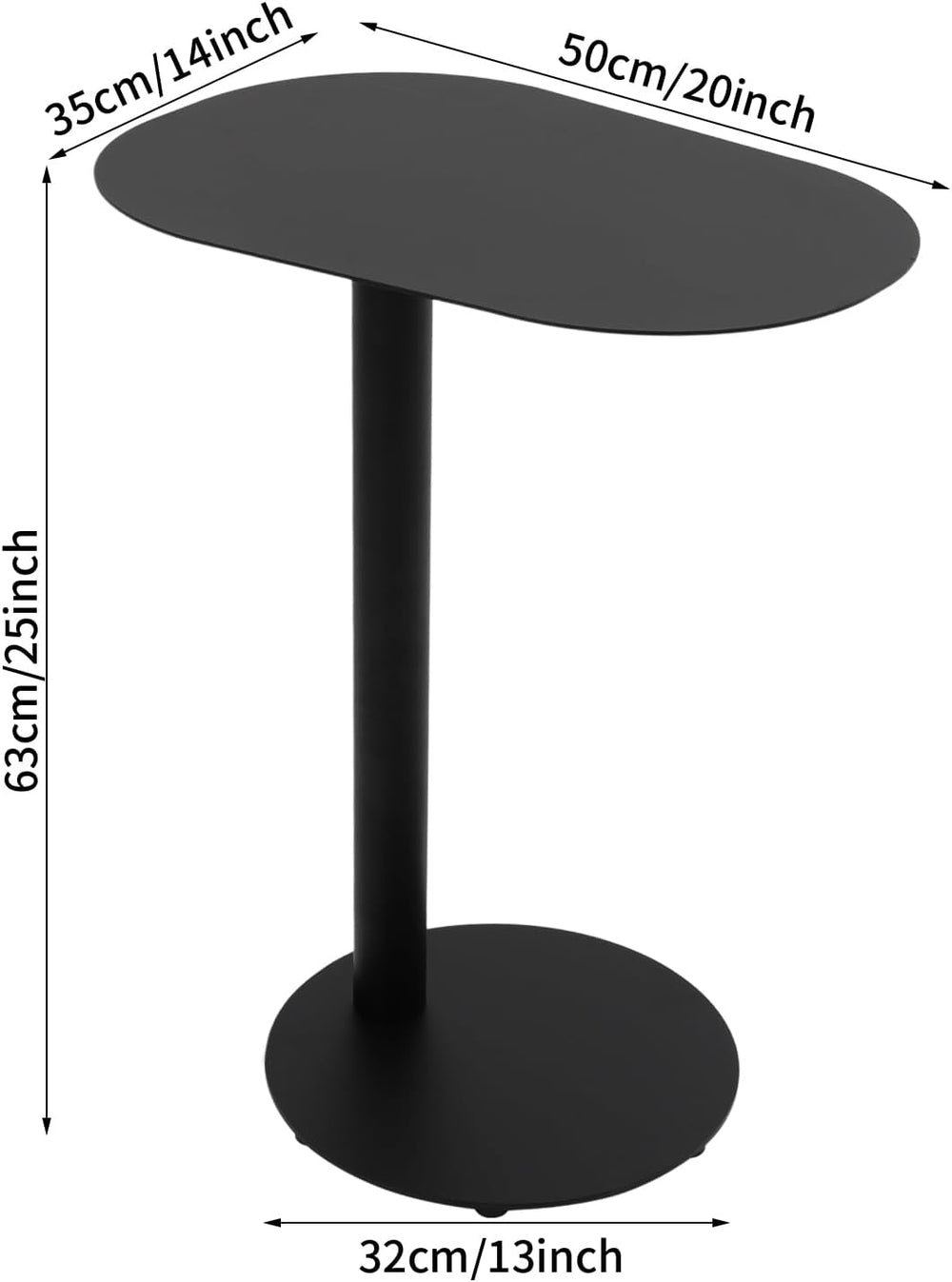 Modern C-Shaped Side Table,Slim Tray Metal Sofa Couch End Table,Outdoor&I...