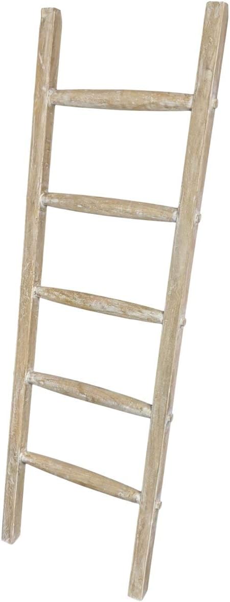 Blanket Ladder Wood Quilt Rack |5 ft Decorative Wooden Ladder | Rustic Ladder Decor for Living Room, Perfect Blanket Ladder Rack Stand & Holder, Ideal for Blankets, Throws, Quilts