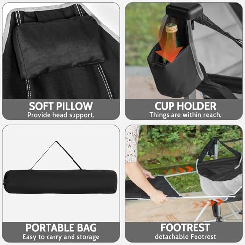 Romswi 2-Pack Aluminum Hammock Chair with Footrest, Oversized Portable Foldin...
