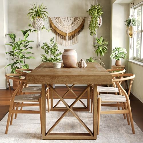 Little Tree 63-Inch Dining Table for 4-6 People, Farmhouse Thick Appearance D...