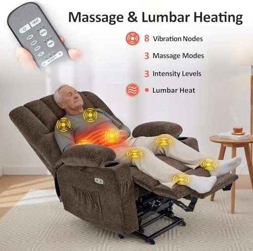 MCombo Power Lift Recliner Chair for Elderly 7095 (Medium, Coffee) | Stand As...