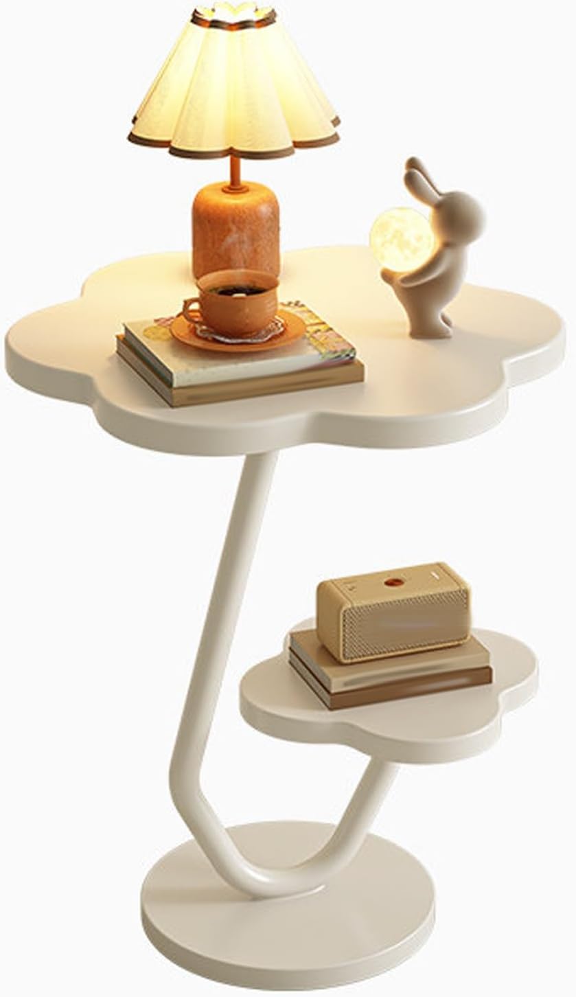 Flower-Shaped Side Table, 2 Layers End Table for Sofa, Nightstand, mesa Auxil...