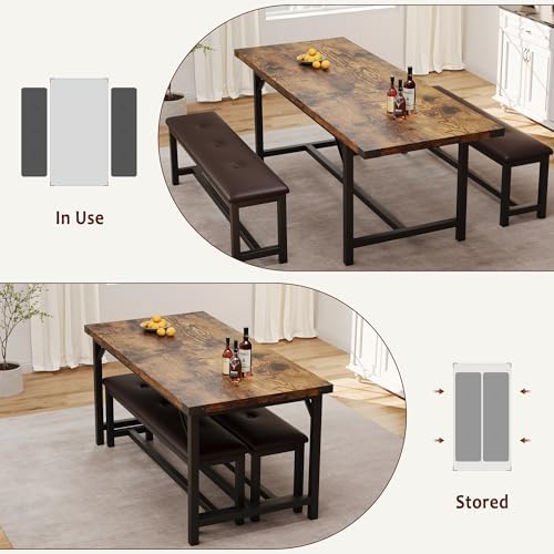 GarveeHome 5 Piece Extendable Dining Table Set for 4-6, Kitchen Table & 2...