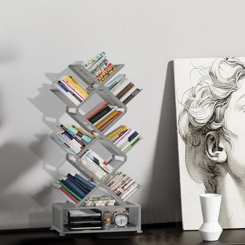 Gintan 9-Tier Modern Book Shelves with Storage, Bedroom Shelves Folding Books...