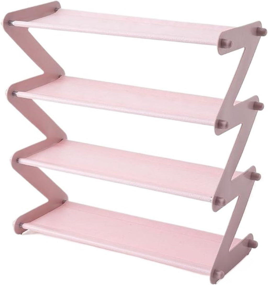 Folding Shoe Rack Doorstep Storage for Shoes Ins Home Use Student Dormitory Simple Multi-Layer Space Saving(Light Pink)