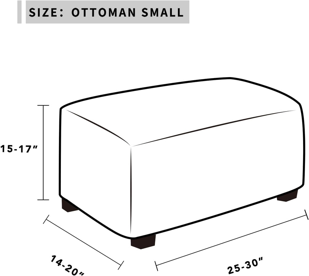 Easy-Going Stretch Small Rectangle Ottoman Cover Black