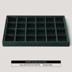 Velvet Stackable Jewelry Display Tray, 24 Grid Earring Ring Storage Tray, Drawer Divider Jewelry Accessories Organizer Plate (Green)