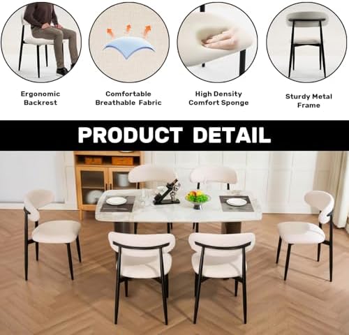 UVV Dining Chairs Set of 4, Metal Kitchen Chairs with Modern Fabric Upholster...
