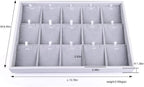 Oirlv Velvet Jewelry Organizer Trays Stackable Showcase Jewelry Display Storage Tray (15 Grids Insert)