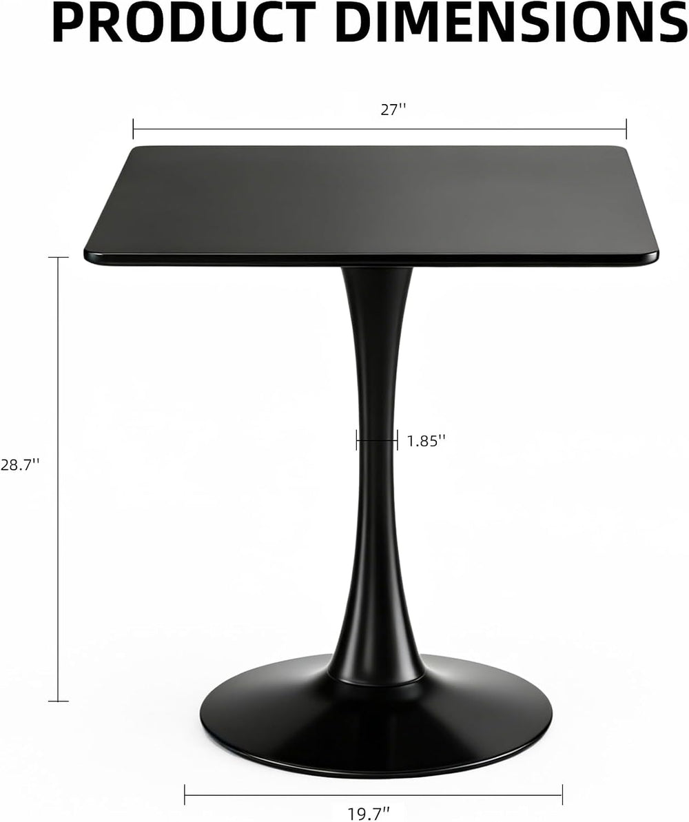 Square Dining Table, 27" Tulip Table (Black)