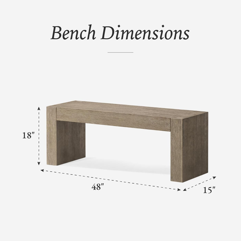 Maven Lane Zeno Bench, Grey Solid Wood | Handcrafted Solid Wood Bench, Ideal ...