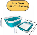 SAMMART 27L (7.1 Gallons) Collapsible Plastic Laundry Basket with Handle-Foldable Pop Up Storage Basket with handle (1, White/Ceramic Blue)